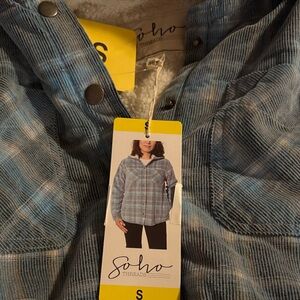 Soho Threads Blue Plaid Shirt Jacket